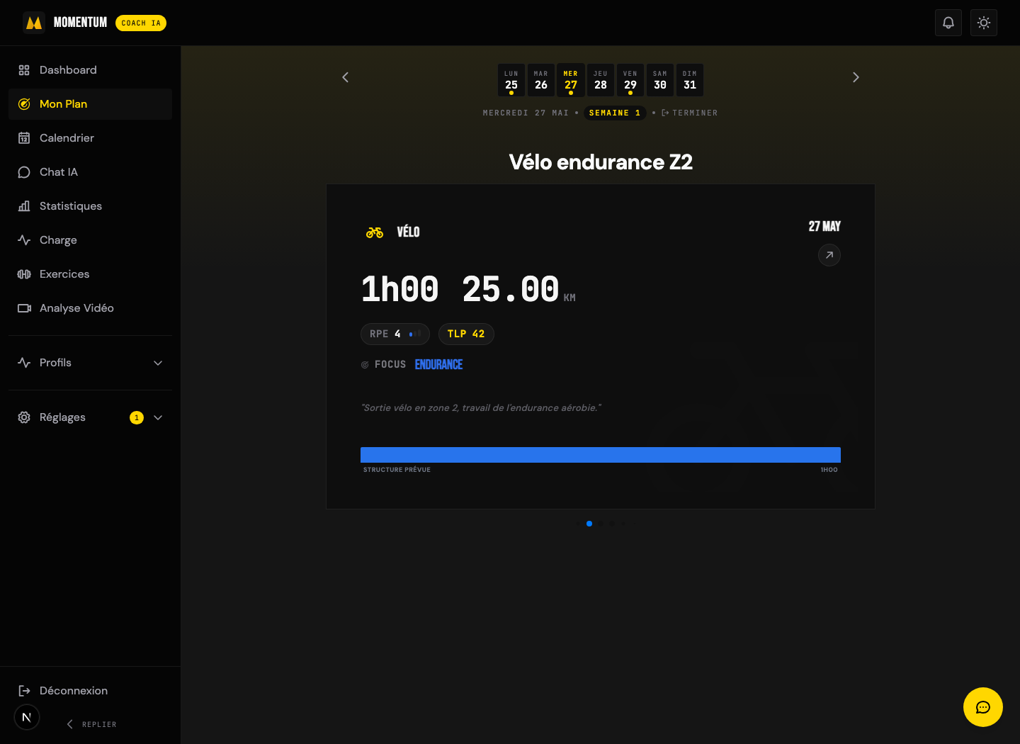 Vue du plan Momentum 2.0 sur desktop